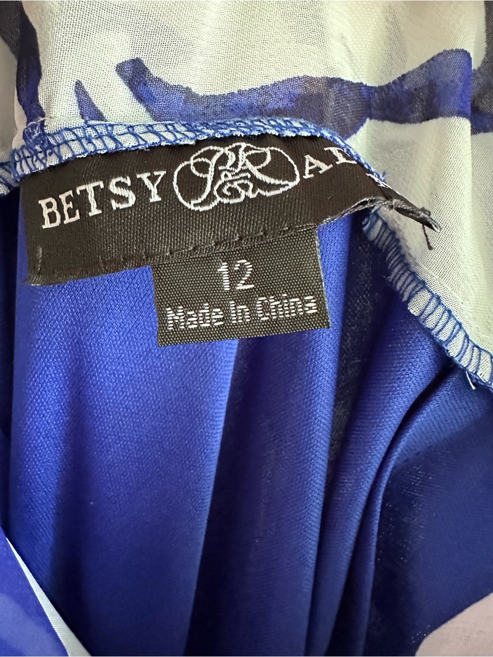 Betsy & Adam White Maxi Dress with Bold Blue Floral Print - Picture 4 of 6